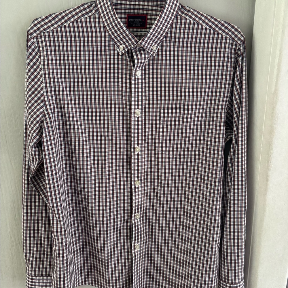 UNTUCKit Maroon, Blue and  White Casual Button Down Shirt